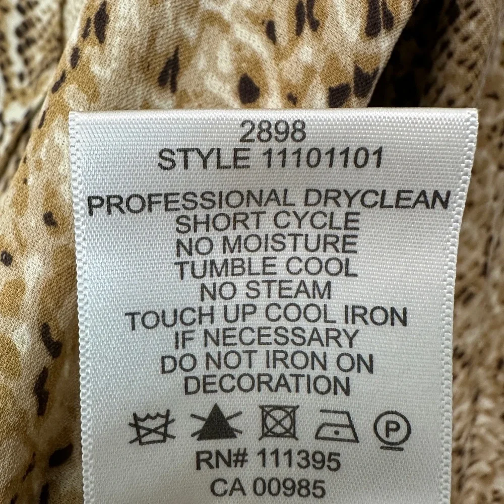 Tory Burch Women 4 100% Silk Python Zip Blouse Drawstring Statement Mob‎ Wife